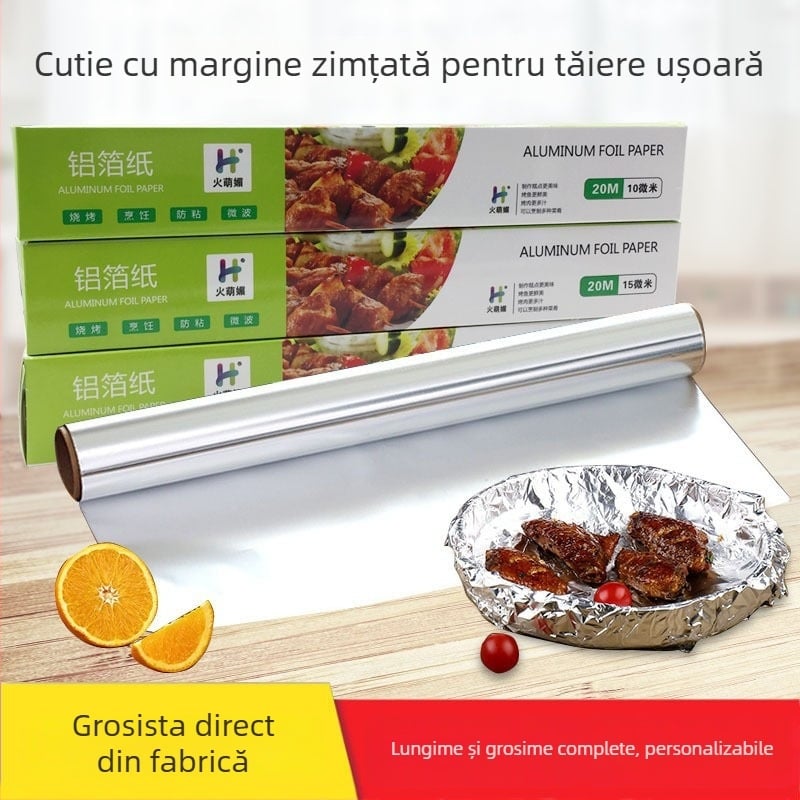 Folie de aluminiu pentru grătar și coacere, 100 folii, rezistente la temperaturi înalte