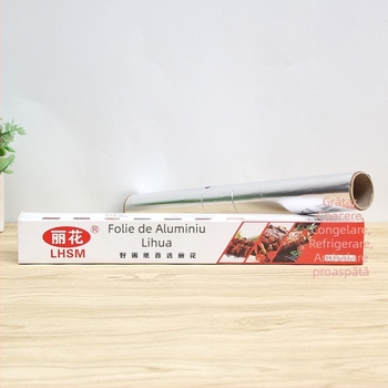 Folie de aluminiu de 0,01 mm pentru grătar și ambalare la pachet, conservarea alimentelor, dimensiuni 30 cm × 2 m