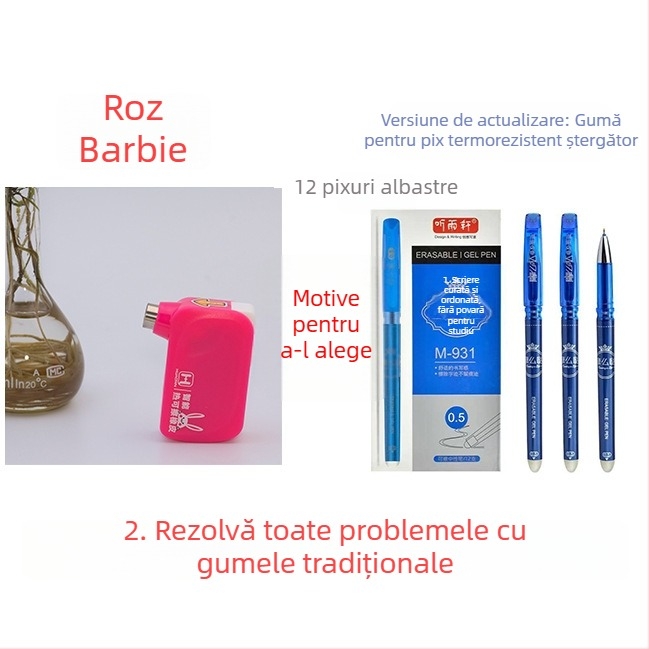 Radieră inteligentă reîncărcabilă pentru cerneală termoreactivă a pixurilor