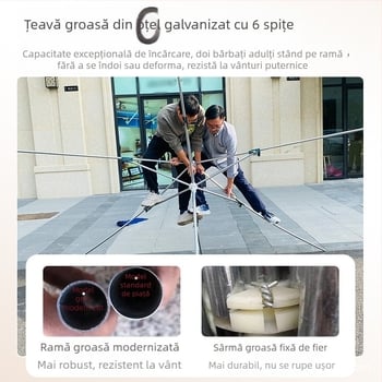 Parasolar exterior cu protecție UV, impermeabil și rezistent la vânt, cu strat argintiu