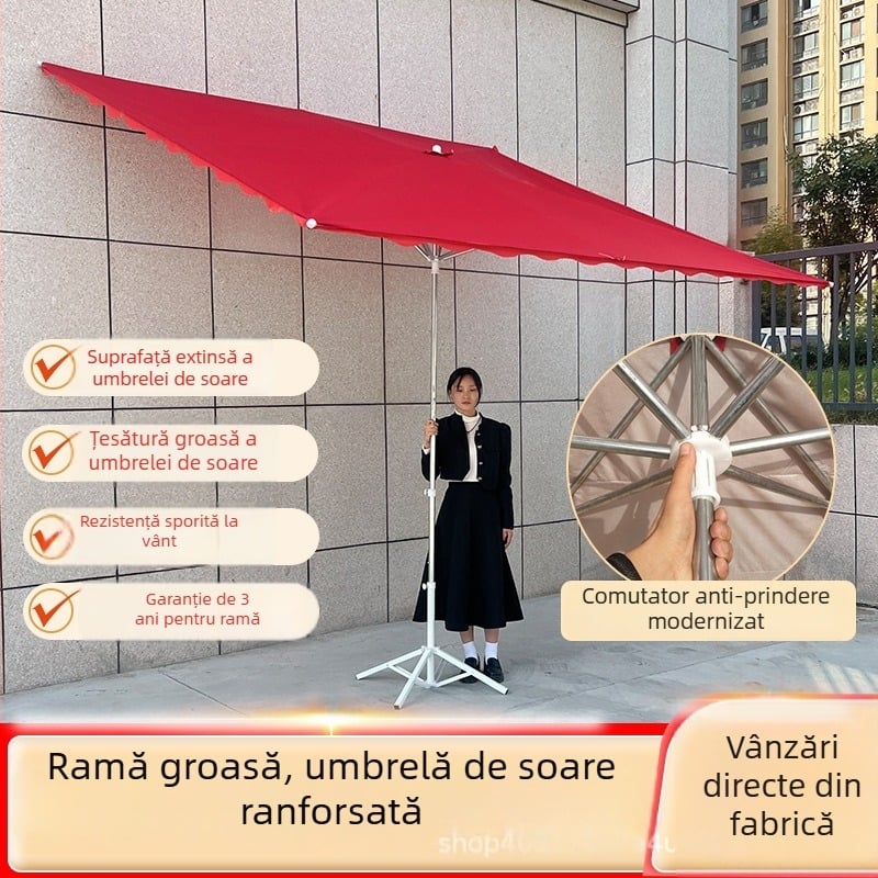 Parasolar exterior cu protecție UV, impermeabil și rezistent la vânt, cu strat argintiu