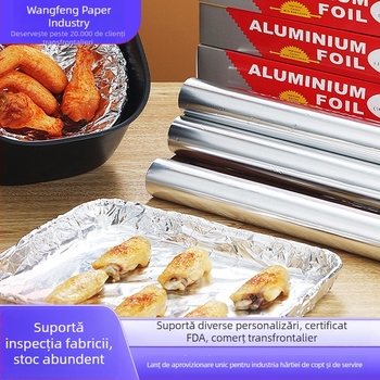 Rolă de folie de aluminiu, lățime 30 cm, grosime 15 μm, pentru bucătărie casnică, rezistentă la căldură pentru coacere și gătire, rezistentă la grăsimi