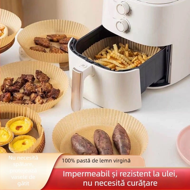 Hârtie de copt cu strat de siliciu pentru cuptor și air fryer, hârtie absorbantă pentru ulei, folie de aluminiu și hârtie Kraft cu două fețe pentru prăjituri