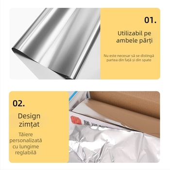 Rolă de folie de aluminiu, de unică folosință, pentru grătar și coacere, rezistentă la temperaturi înalte, rolă îngroșată pentru friteuza cu aer