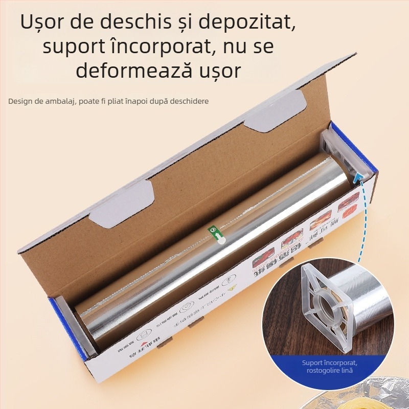 Rolă de folie de aluminiu, de unică folosință, pentru grătar și coacere, rezistentă la temperaturi înalte, rolă îngroșată pentru friteuza cu aer