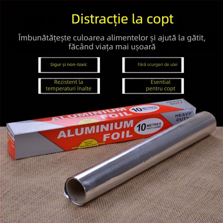 Rolă de folie de aluminiu pentru cuptor și hârtie de copt, pentru grătar și coacere, 3,8 m