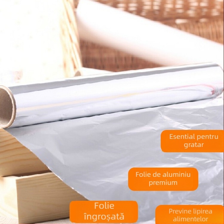 Rolă de folie de aluminiu pentru cuptor și hârtie de copt, pentru grătar și coacere, 3,8 m
