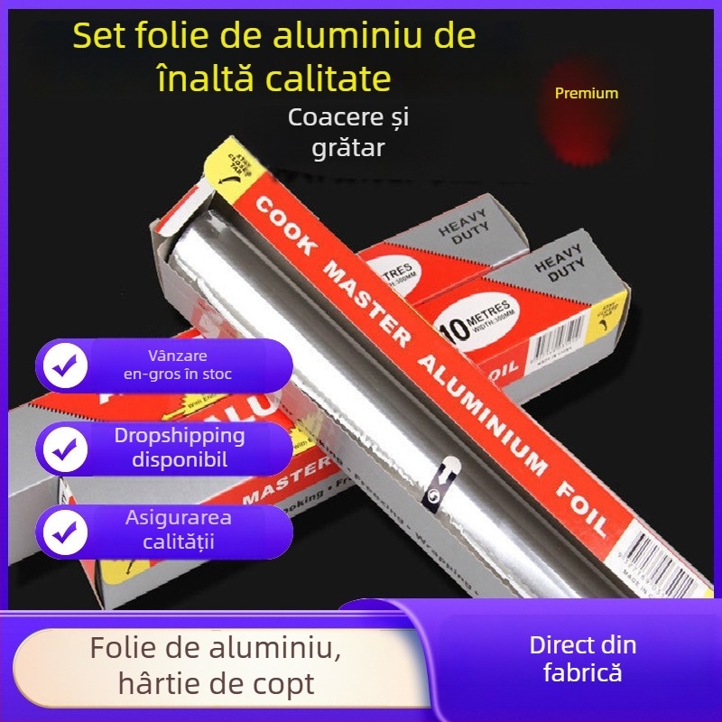 Rolă de folie de aluminiu pentru cuptor și hârtie de copt, pentru grătar și coacere, 3,8 m