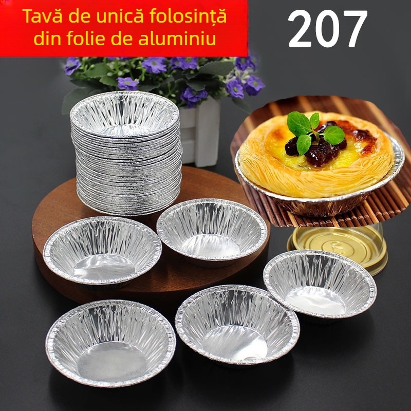 Cupe din aluminiu de unică folosință pentru tarte portugheze cu ou, forme cu fund adânc, dimensiuni 7,4 cm × 2,4 cm