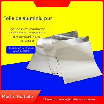 Folie de aluminiu pură, de calitate industrială, conductivă și rezistentă la temperaturi ridicate, ușor de rupt pentru forme neregulate, neaderentă