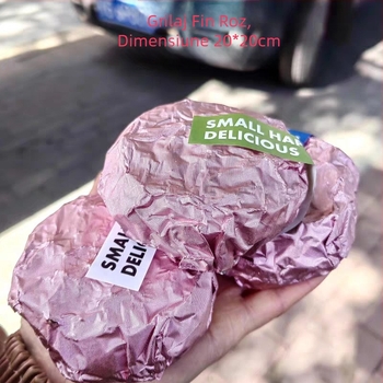 Folie de aluminiu pentru ambalare, roz deschis, suprafață netedă, model fin în grilă cu textură portocalie, calitate alimentară