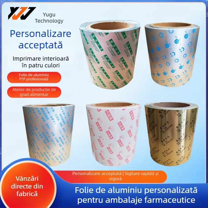 Folie de aluminiu PTP imprimată la comandă pentru blister, folie de sigilare din aluminiu-plastic, film sigilanță ușor perforabil