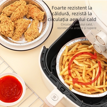 Tavă din folie de aluminiu compatibilă cu friteuza cu aer, boluri din folie și hârtie absorbantă pentru ulei, pentru gătit acasă