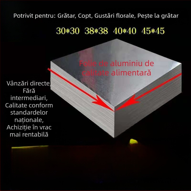 folie de aluminiu de calitate alimentară pentru cuptor și grătar, foițe