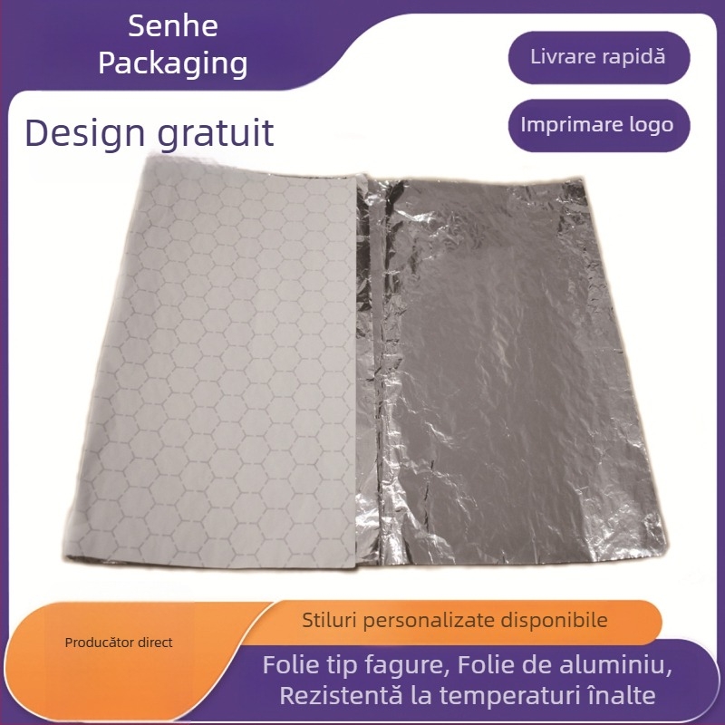 Hârtie de aluminiu cu structură de fagure, alimentară, pentru ambalarea burgerilor, burrito și pui prăjit