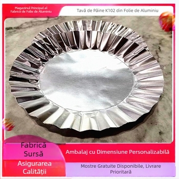 Tavă rotundă de copt din folie de aluminiu cu suport de hârtie, model K102