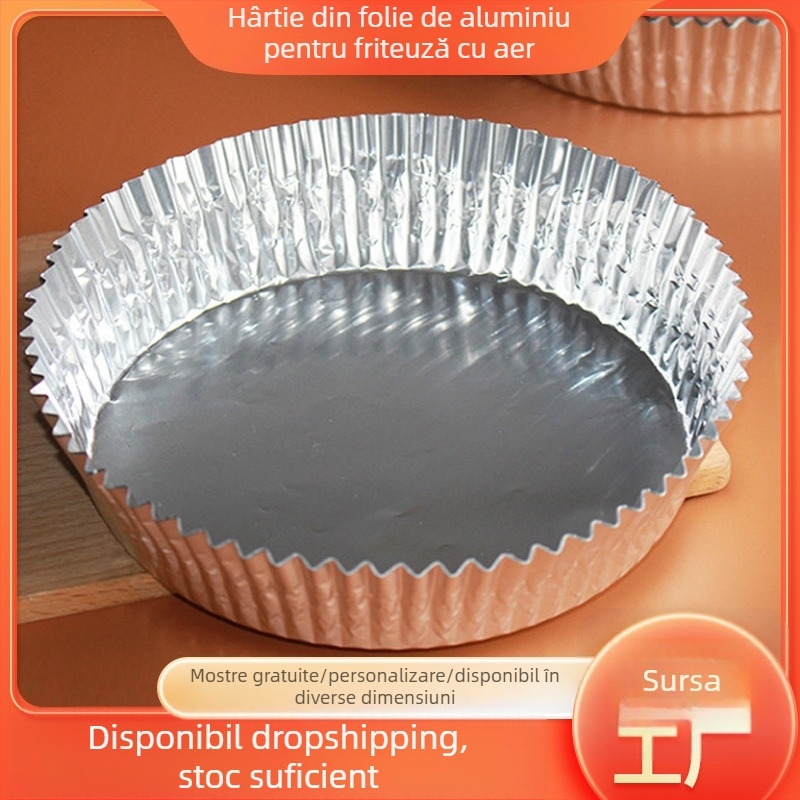 Tavă din folie de aluminiu, de unică folosință, pentru air fryer și cuptor, uz casnic