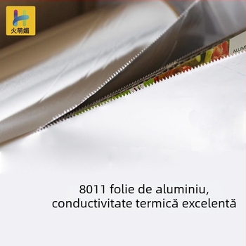 Rola de folie de aluminiu 613, lățime 38 cm, grosime 22 μm, pentru grătar și coacere, cu logo imprimat