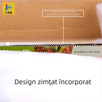 Rola de folie de aluminiu 613, lățime 38 cm, grosime 22 μm, pentru grătar și coacere, cu logo imprimat