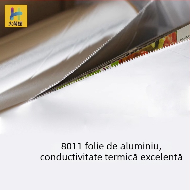Rola de folie de aluminiu 613, lățime 38 cm, grosime 22 μm, pentru grătar și coacere, cu logo imprimat