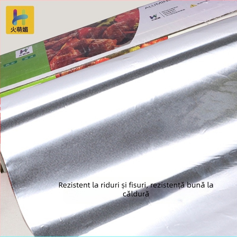 Rola de folie de aluminiu 613, lățime 38 cm, grosime 22 μm, pentru grătar și coacere, cu logo imprimat