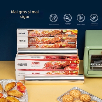 Folie de aluminiu pentru grătar și ambalare pentru livrare, grosime 12–40 μm, potrivită pentru cuptor, dimensiuni 30/38/45 cm
