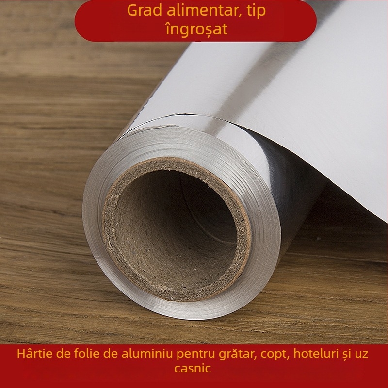 Folie de aluminiu pentru grătar și ambalare pentru livrare, grosime 12–40 μm, potrivită pentru cuptor, dimensiuni 30/38/45 cm