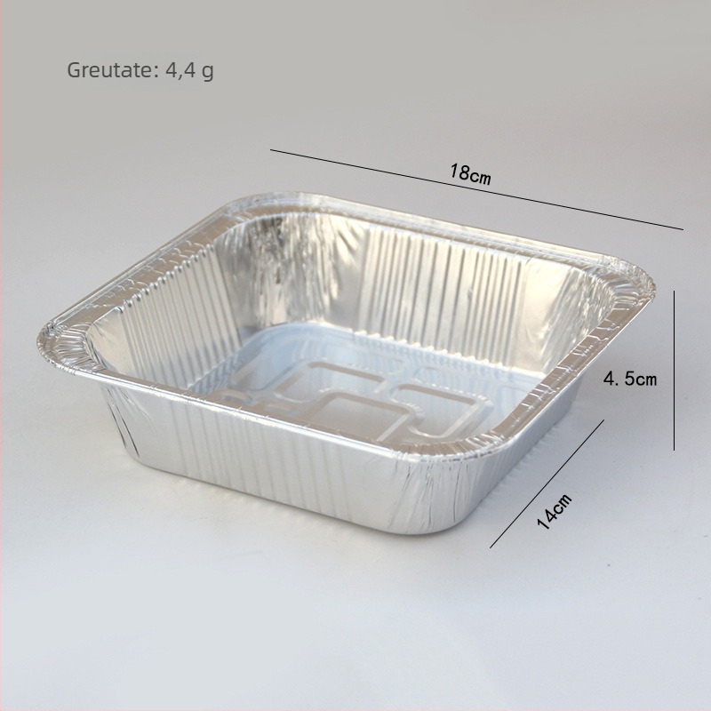 Cutie de unică folosință din folie de aluminiu, tavă pătrată din folie de aluminiu pentru take-away, grătar și coacere
