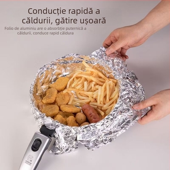 Hârtie de copt cu silicon alimentară și folie de aluminiu, pentru cuptor și air fryer, potrivită pentru grătar și coacere