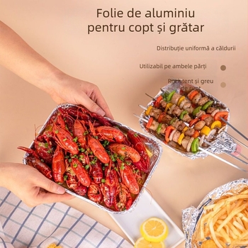 Hârtie de copt cu silicon alimentară și folie de aluminiu, pentru cuptor și air fryer, potrivită pentru grătar și coacere
