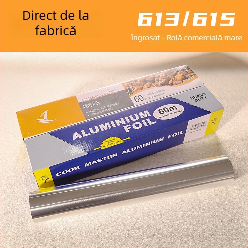 Rulou de folie de aluminiu pentru bucătărie, grosime extra, rulă mare pentru grătare și catering 613
