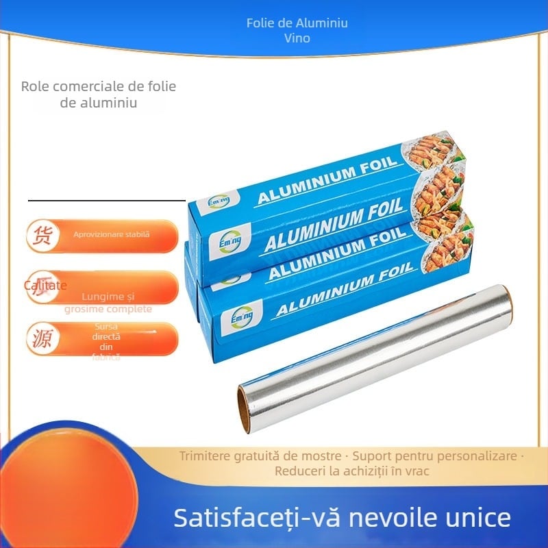Folie groasă de aluminiu pentru Air Fryer, cuptoare uzuale și grătar – rolă de folie de aluminiu, calitate comercială, personalizare disponibilă