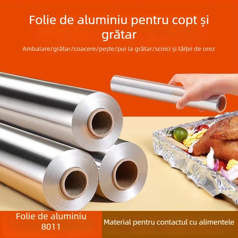 Longmian Mountain folie de aluminiu pentru bucătărie, rezistentă la temperaturi înalte, 30 cm x 10 m, argintie, un singur rulou