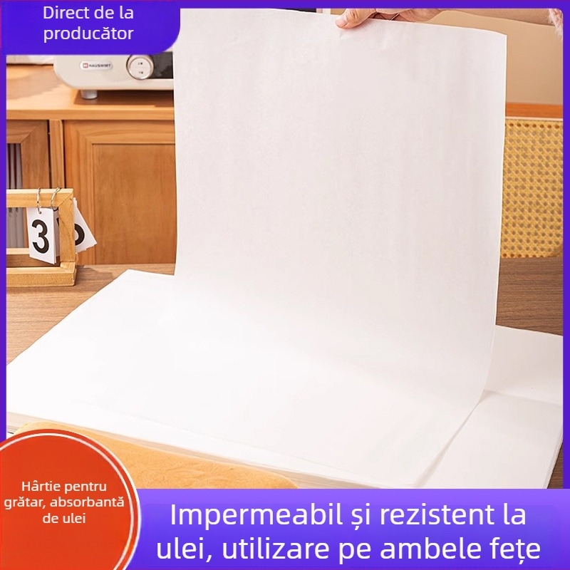 Hârtie de copt cu silicon, pătrată, antiaderentă, absorbe uleiul, pentru cuptor.