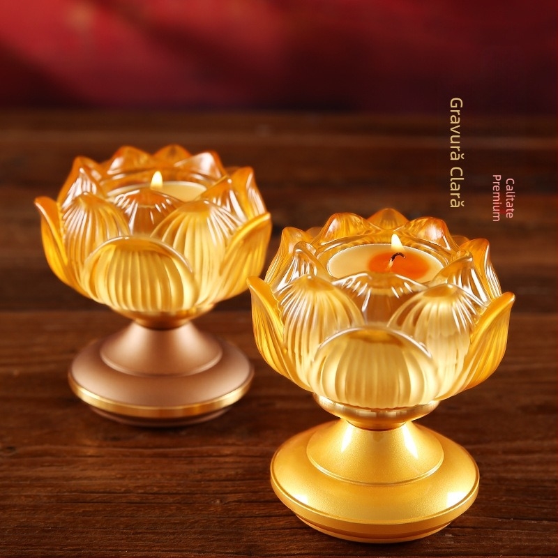 Suport din sticlă pentru lampă de unt cu lotus, pentru uz casnic