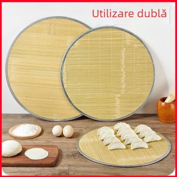 Perdea din bambus verde natural, dublă față, cu margine metalică