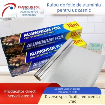 Folie de aluminiu alimentară, uz casnic – rolă mare pentru grătar și cuptor, 0,015 mm, rezistentă la temperatură, antiaderent