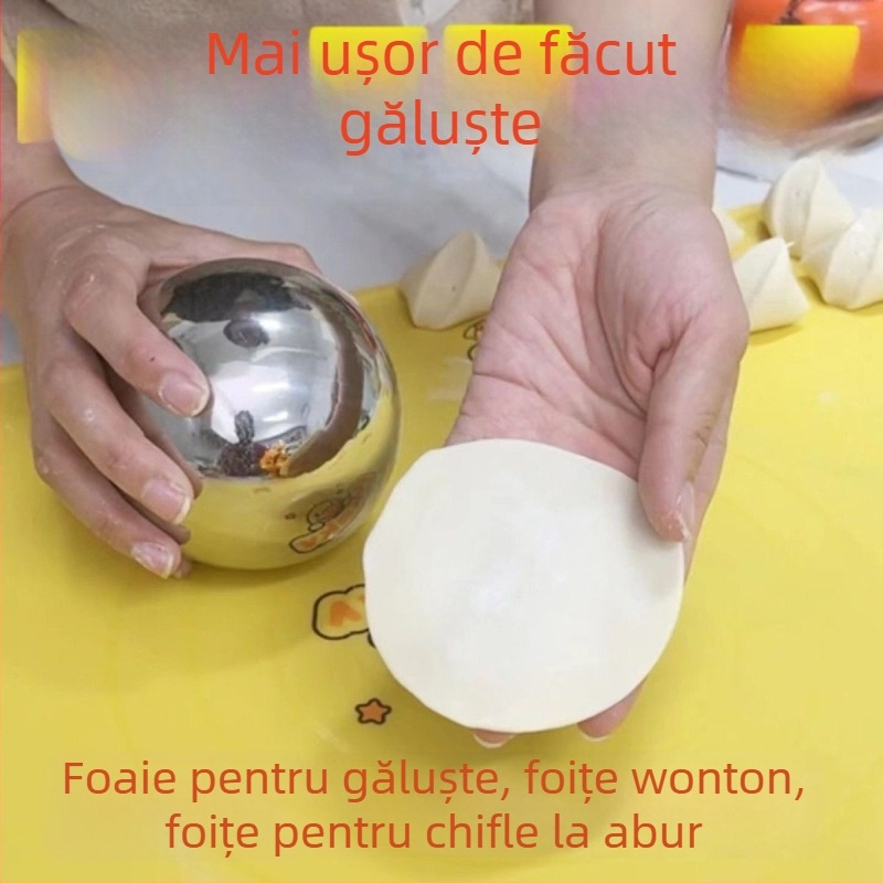 Rolă din oțel inoxidabil pentru foi de găluște, model nou pentru uz casnic, unelte de presare a aluatului, bilă rotundă universală