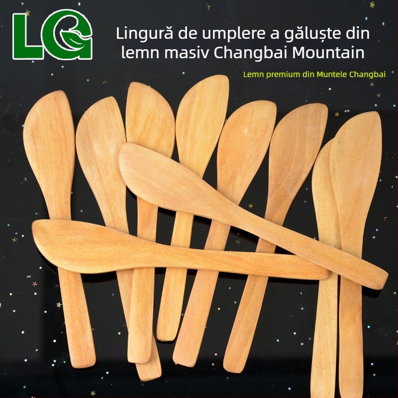 Set de unelte pentru prepararea colțunașilor: lingură de umplere din bambus, bețișor de lemn pentru umplere, plăcuță de umplere, unealtă pentru wonton, kit de gătit colțunași acasă
