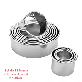 Formă din oțel inoxidabil pentru foi de găluște și presă de aluat, inel mousse, forme circulare pentru prăjituri și biscuiți