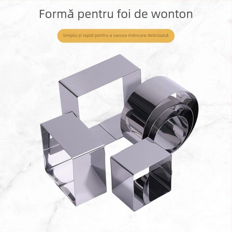 Formă din oțel inoxidabil pentru foi de wonton – pătrată și rotundă, unealtă pentru prepararea dumplings, presă de aluat