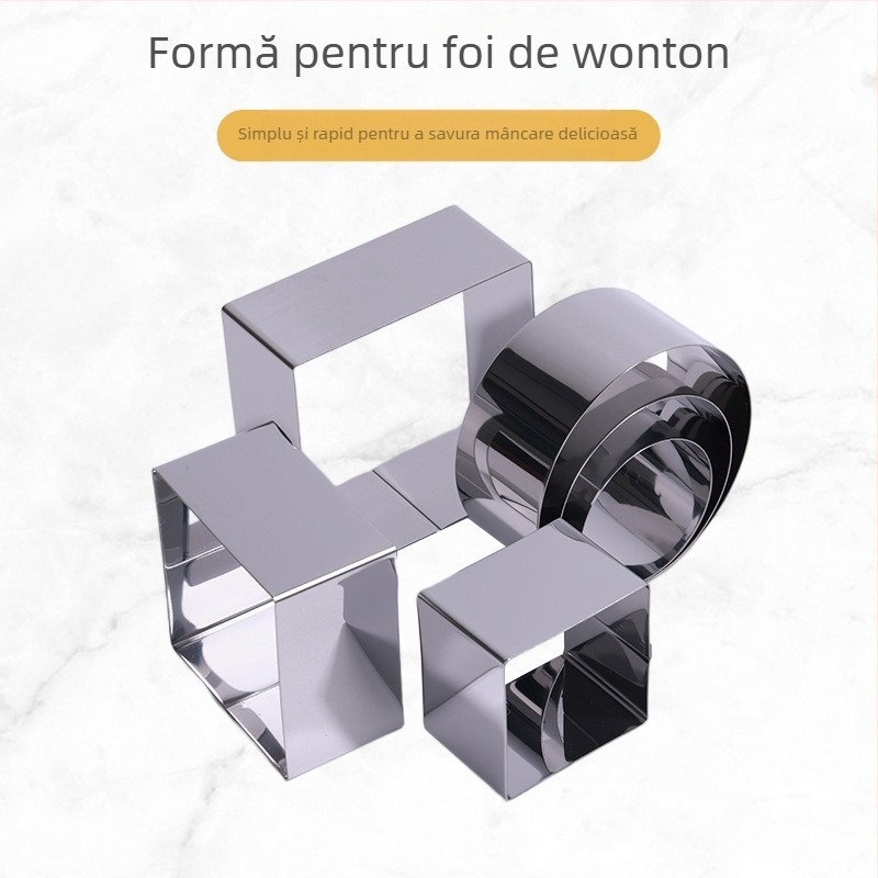 Formă din oțel inoxidabil pentru foi de wonton – pătrată și rotundă, unealtă pentru prepararea dumplings, presă de aluat