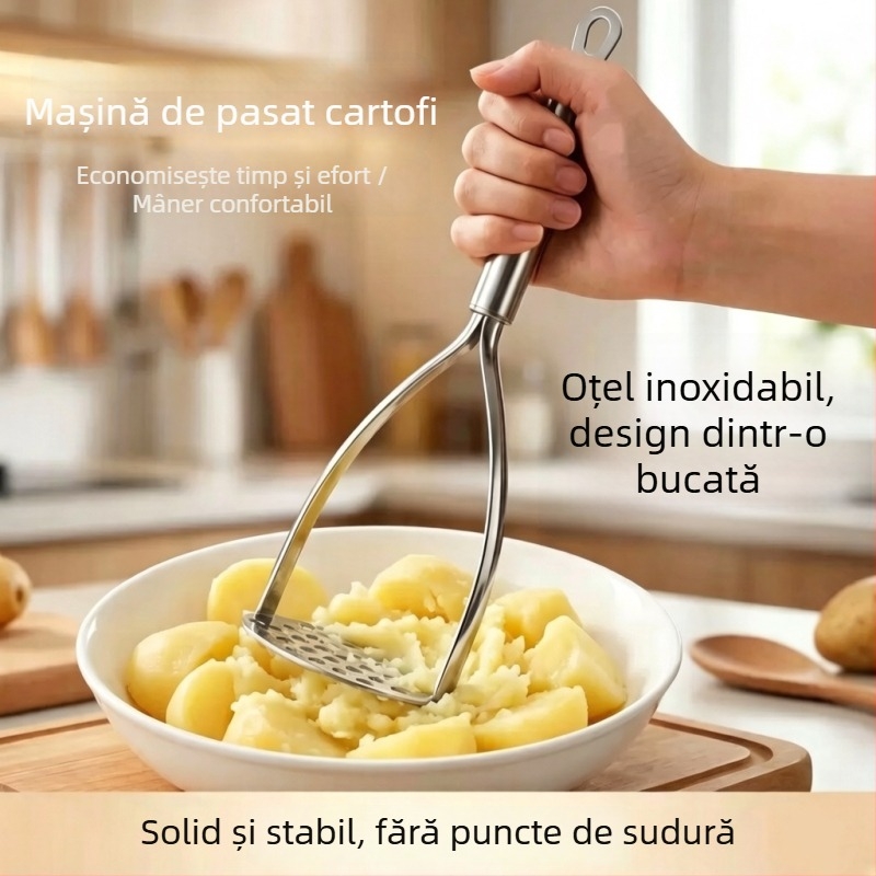 Zdrobitor de cartofi din oțel inoxidabil 430, design monobloc, pentru piure, ustensilă de bucătărie