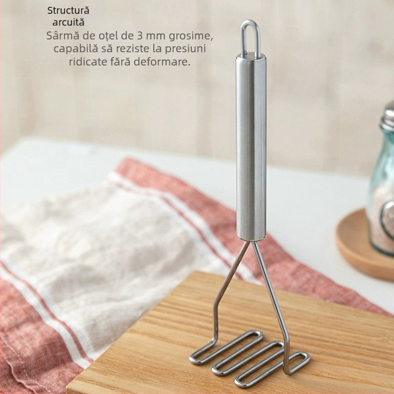 Zdrobitor mini din oțel inoxidabil pentru piure de cartofi, mâncare pentru bebeluși, ouă și avocado – ustensilă de bucătărie