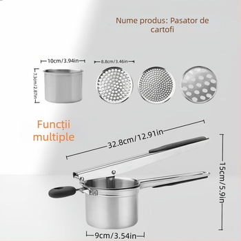 Storcător manual multifuncțional și zdrobitor de cartofi, din oțel inoxidabil 304, presă pentru lămâi