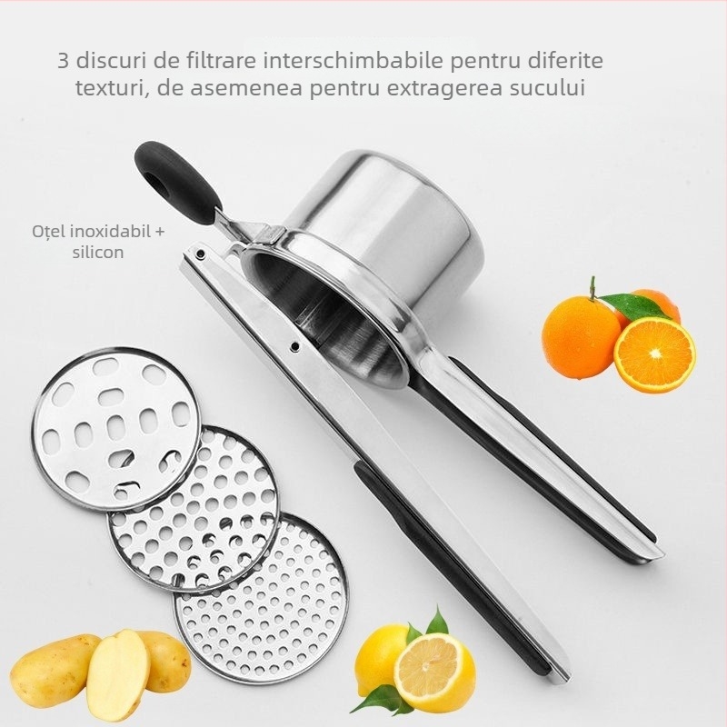 Storcător manual multifuncțional și zdrobitor de cartofi, din oțel inoxidabil 304, presă pentru lămâi