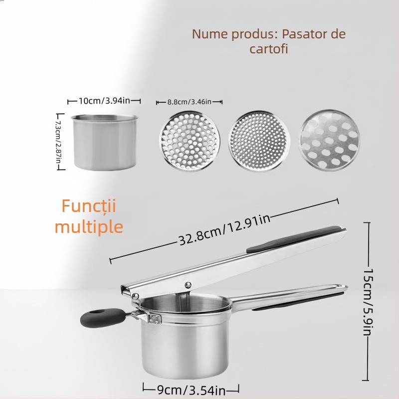 Storcător manual multifuncțional și zdrobitor de cartofi, din oțel inoxidabil 304, presă pentru lămâi