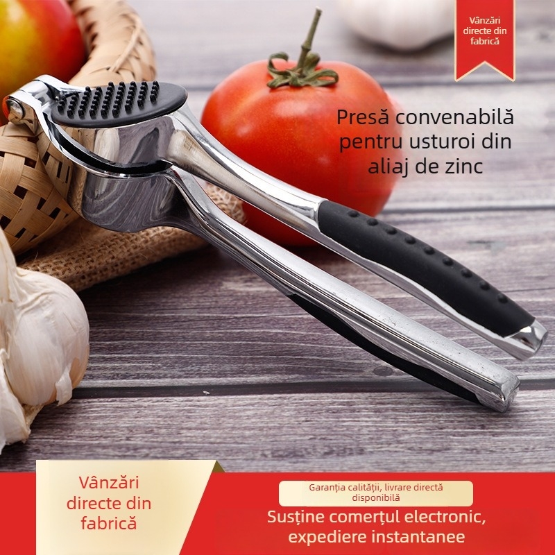 Presă manuală de usturoi, din aliaj de zinc și oțel inoxidabil, model E086