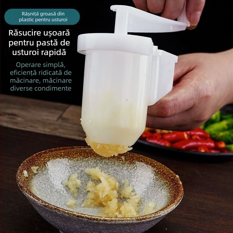 Presă manuală de usturoi pentru uz casnic, măcinător mare de usturoi pentru bucătărie, măcinător din plastic pentru usturoi și ghimbir