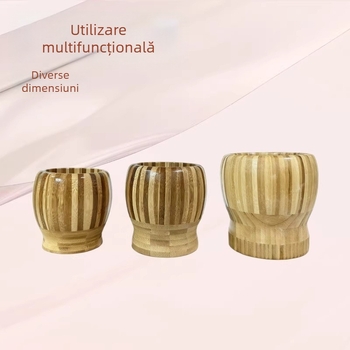 Măcinător de usturoi din bambus cu bol, presă manuală, ușor de curățat, durabil